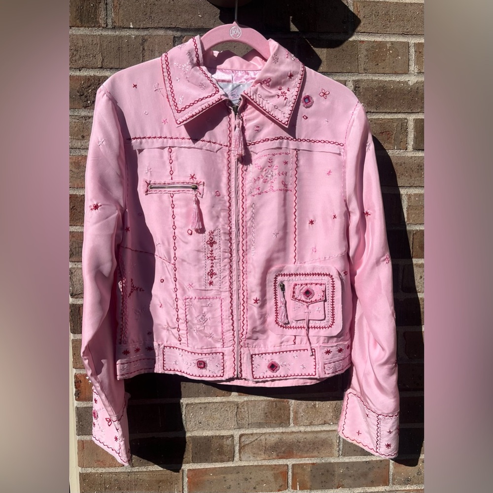 Vintage Silk Jacket Pink, Ebene by Patrick Assuline, Womens Size M, NWT - Picture 2 of 16
